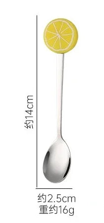Cute Fruit Shape Baby Feeding Spoon & Dessert Cake Fork – Coffee Stirring Spoon, Kitchen Tableware Utensils, Kids Gifts & Baby Gadgets