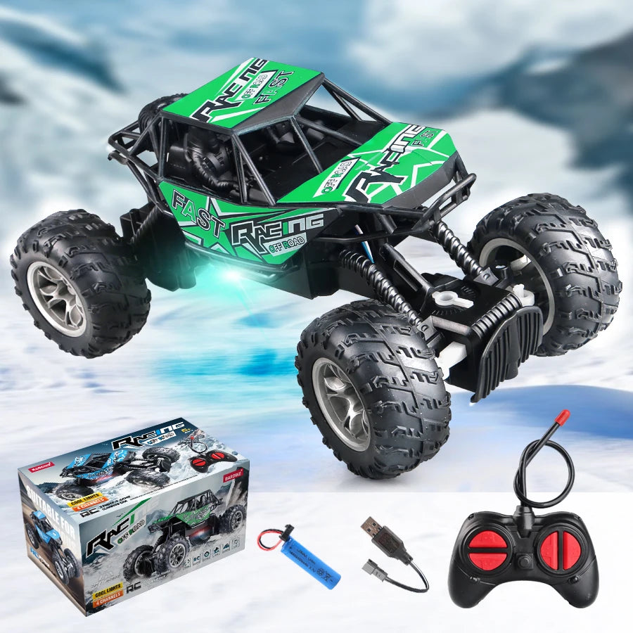 4-Way Remote Control Car with Lights and Anti-Slip Rubber Tires