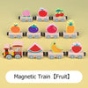 Magnetic Wooden Train Set for Kids Ages 3+ — Educational Magnetic Building Blocks with Animal & Fruit Cars
