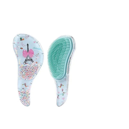 New Cute Hairdressing Comb for Kids - Anti-Knot Massage Flowing Bead Comb for Girls - Dress Up, Makeup Toy Gifts