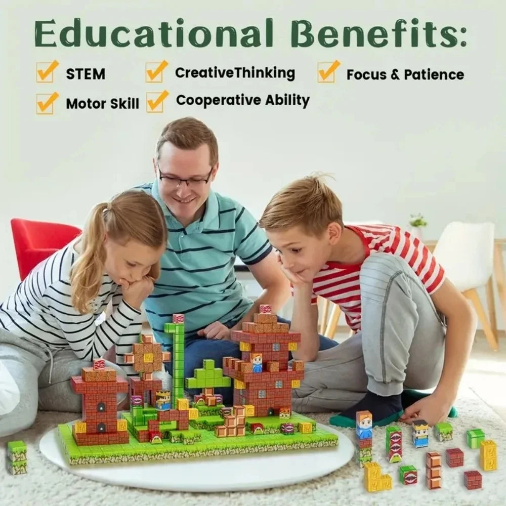 Magnetic Blocks Toy Mine World Build Set for Kids 3+