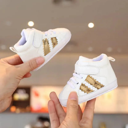 New 0-18M Baby Shoes – Newborn Infant Toddler Casual PU Leather First Walkers, Cotton Sole Anti-Slip Crib Shoes