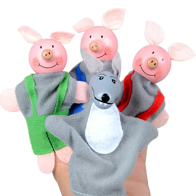 Baby Animal Finger Puppet Set, Duck Plush Hand Puppets Cartoon Family Educational Toy
