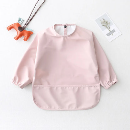 Baby Toddler Long Sleeve Waterproof Art Smock Feeding Bib with Pocket – Scarf Apron, Burp Cloth & Bandana Bib for Boys and Girls - Kidzy Market