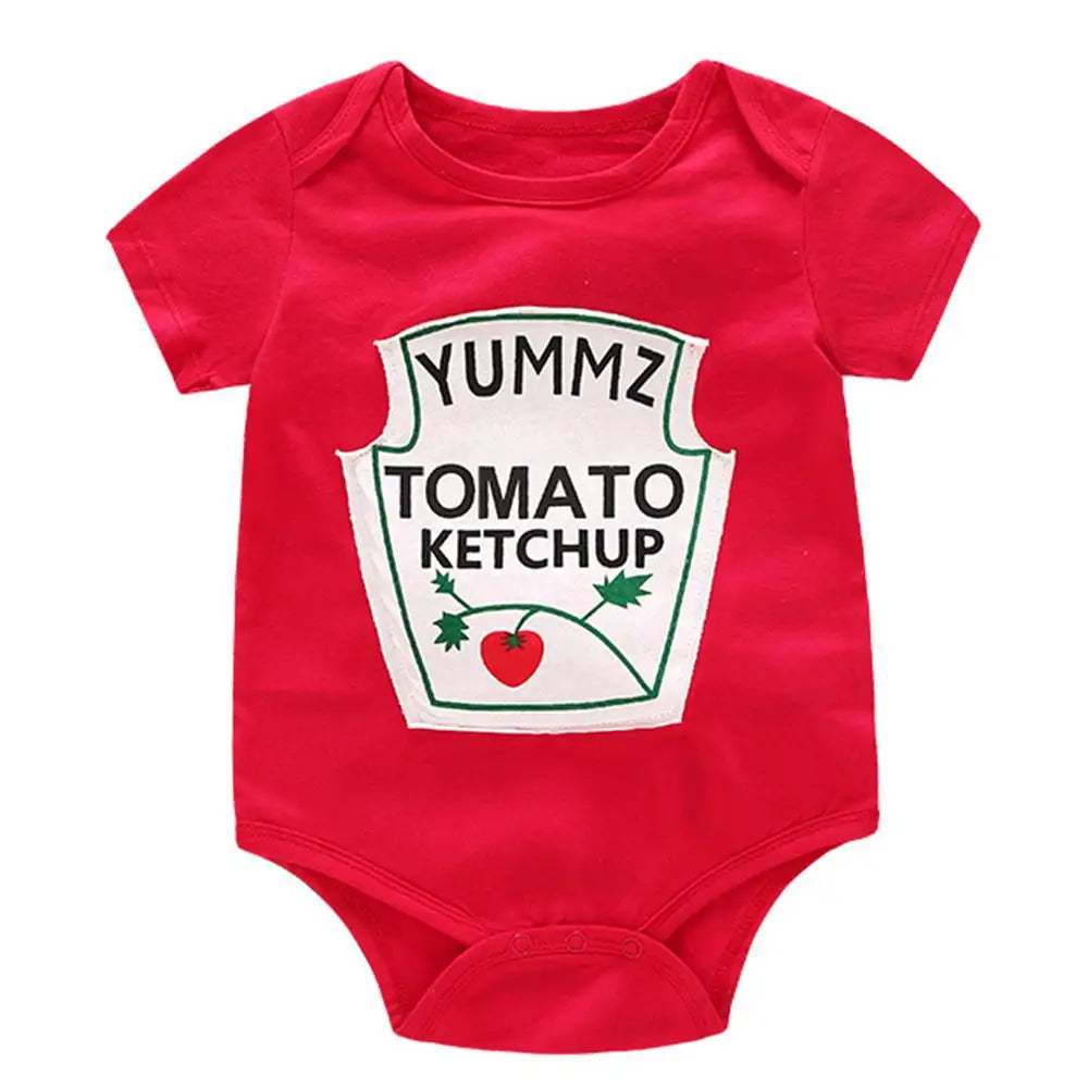 Summer Baby Clothes - Cute Printed Letter Infant Romper with Buttons, Cotton Short Sleeve Bodysuits for 0-18M, Unisex Baby Jumpsuits for Girls and Boys