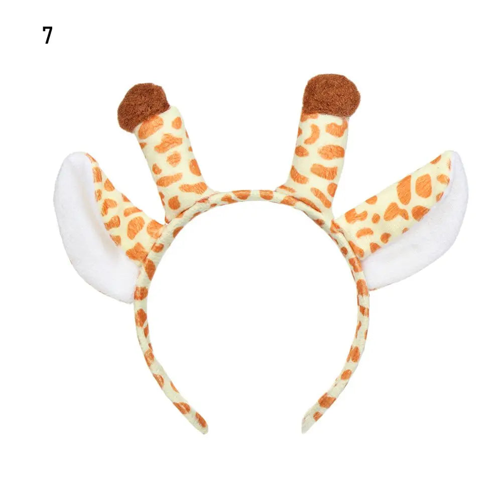Plush Animal Ears Headband – Cartoon Dog Zebra Tiger Hairband, One Size for Kids & Adults, Cosplay Party Accessory