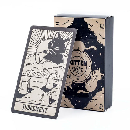 Kitten Tarot Deck - 78 Pieces, Cute Black & White, Beginner-Friendly Fortune Telling & Board Game Kit