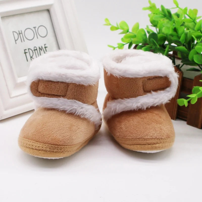 Baywell Baby Boots – Autumn Winter Warm Newborn Girls & Boys Walking Shoes, Soft Sole Fur Non-Slip Snow Boots (0-18M)