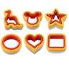 6-Piece Cookie Cutter Set - Dinosaur, Mickey, Heart, Star, Round, Square (Food-Grade)