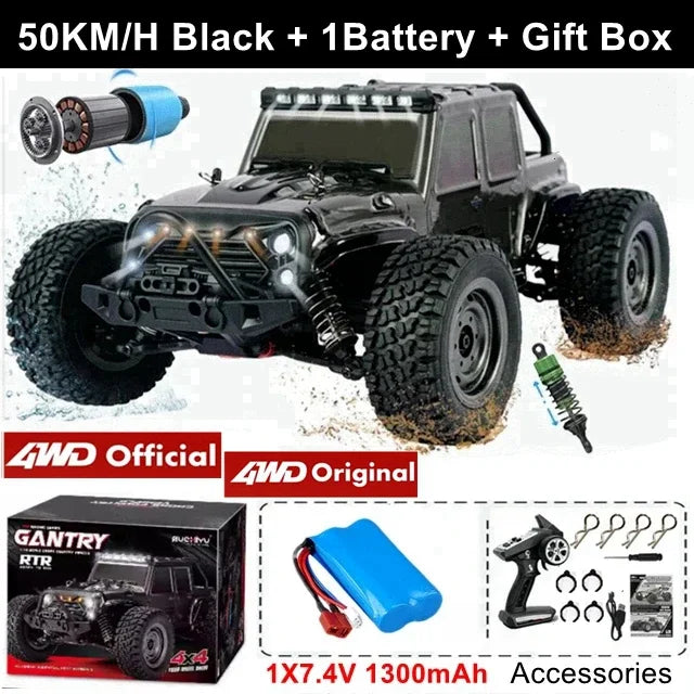 1:16 Brushless RC Drift Car with 80km/h Speed and LED Lights 4WD