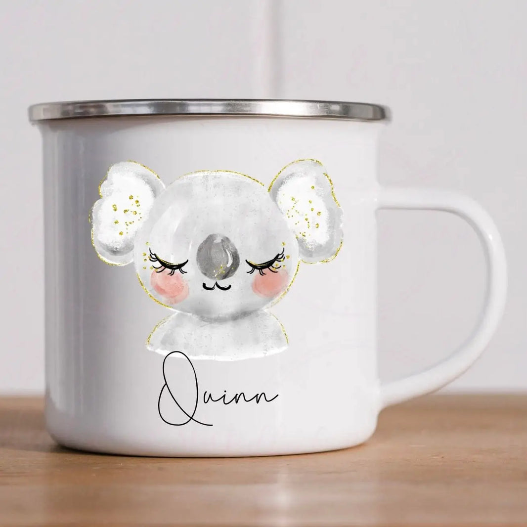 Personalized Koala Enamel Camping Mug - 12 oz (350 ml) Kids Unbreakable Milk Cup