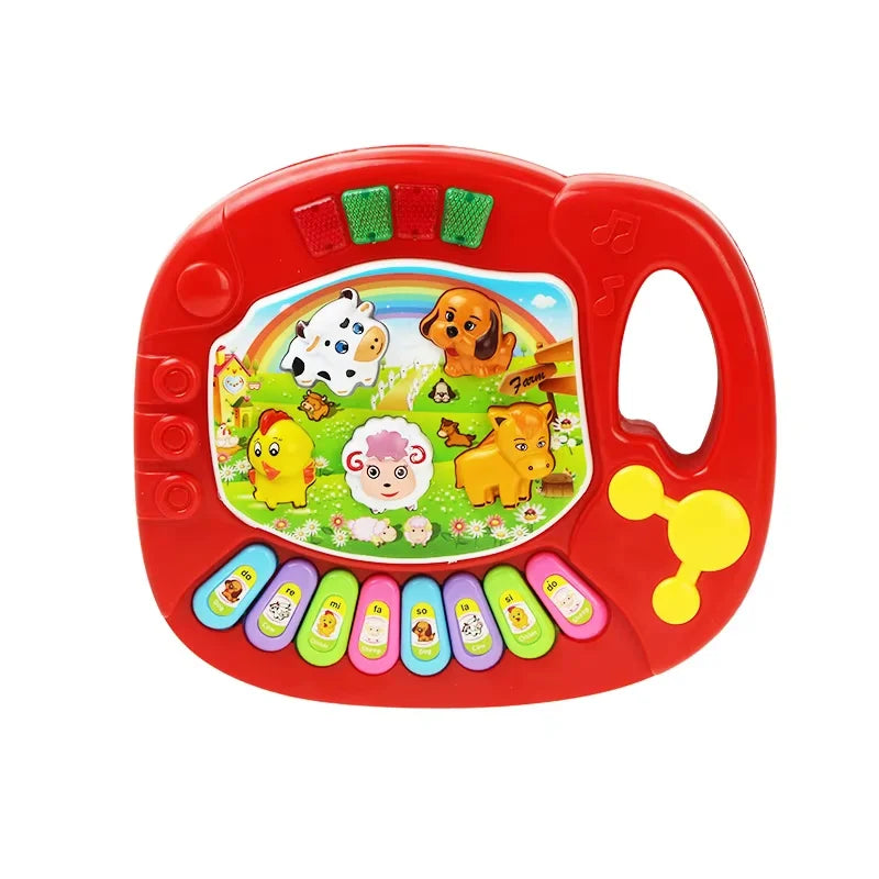 Kids Cartoon Piano Keyboard Game with Animal Sounds and Flashing Lights - Musical Instrument Educational Toy for Babies and Toddlers