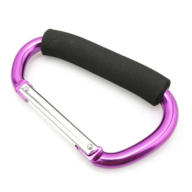 Large Aluminum Carabiner Stroller Hooks Organizer D-Ring Spring Snap Keychain Clip for Hanging Purses and Shopping Bags
