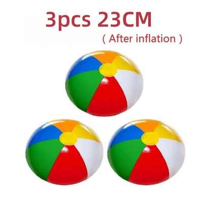 3-Piece Rainbow Color Inflatable Beach Ball Set PVC for Pool Party and Summer Water Play