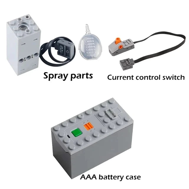 DIY Technical Motor Sprayer – Electric Exhaust Motor for Train and Car Building Blocks