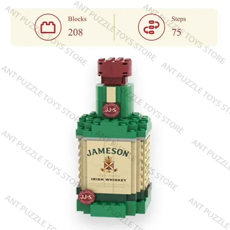 Whiskey Bottle Building Block Model – Assemble Toy for Gifts and Home Decor