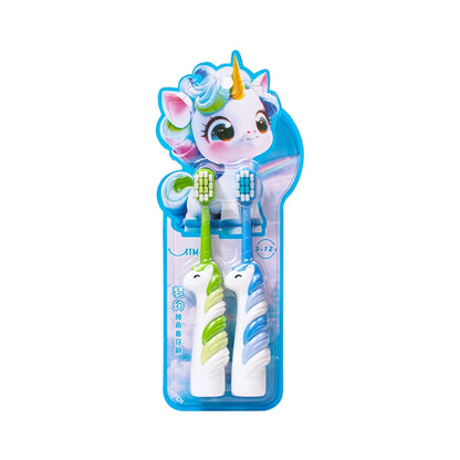 2/4 Cartoon Children’s Toothbrushes for Kids Aged 3-12 Years Old, Unicorn Children’s Toothbrushes, Soft Bristles Care for Baby