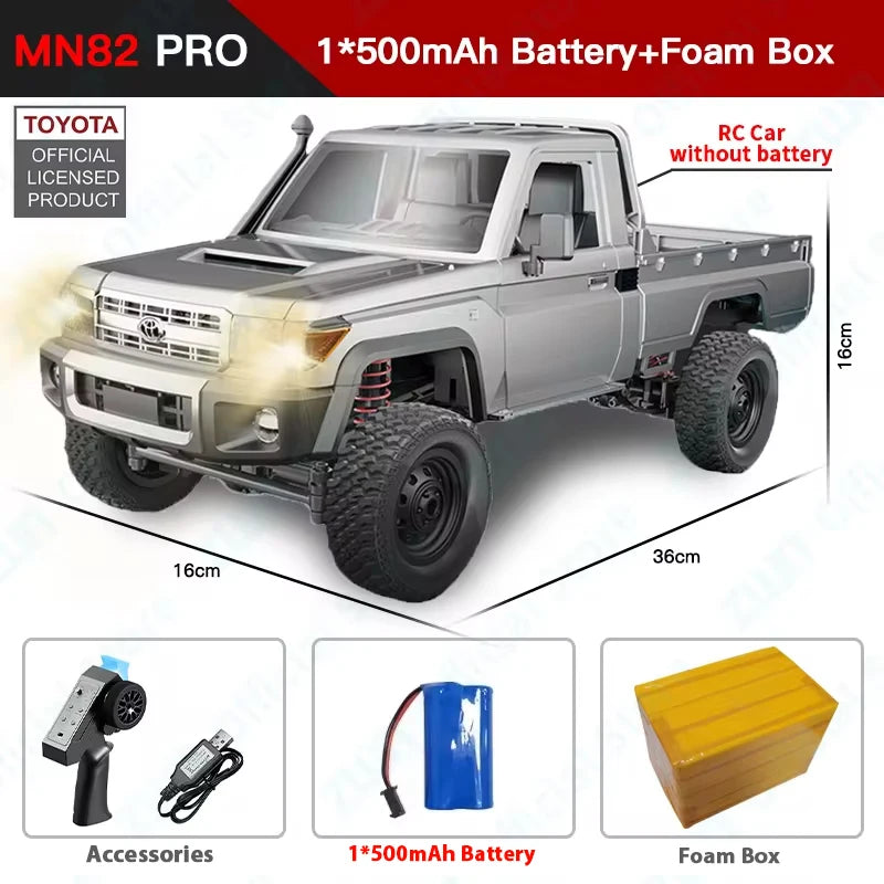 ZWN 1:12 RC Car MN82 PRO with Headlights and 4WD Off-Road Pickup Truck