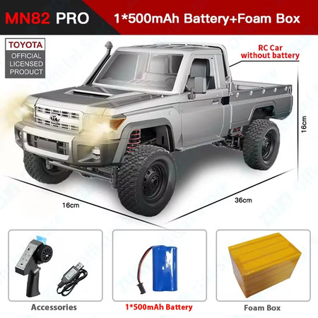 ZWN 1:12 RC Car MN82 PRO with Headlights and 4WD Off-Road Pickup Truck