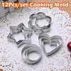 12-Piece Stainless Steel Cookie Cutter Set - Star Heart Round Flower