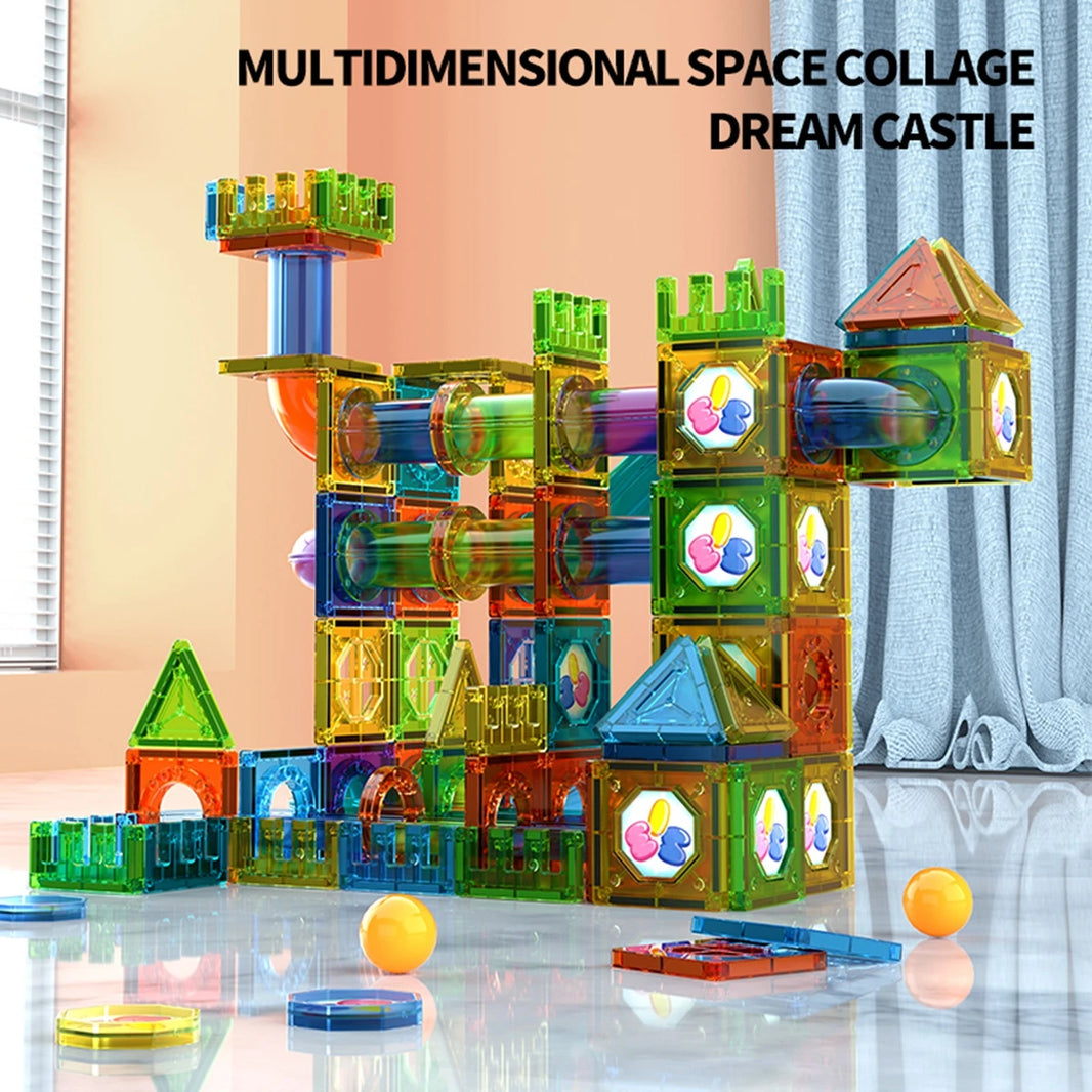 Light Magnetic Tiles Building Blocks 3D Clear STEM Educational Toy