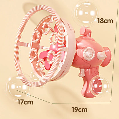 Kids Handheld Bubble Machine – Double-Layer Bubble Fan Bubble Gun with 230 ml Bubble Solution, Outdoor Party Toy Gift