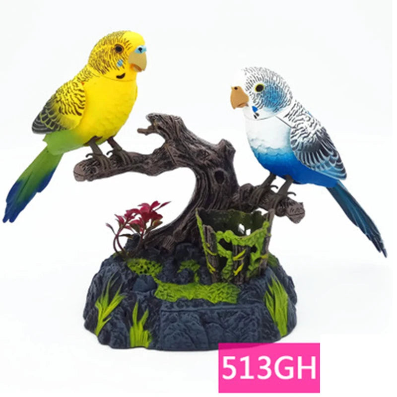 Sound and Voice Control Electric Bird Toy with Simulation Induction, Birdcage Design, Kids Gift and Garden Ornament