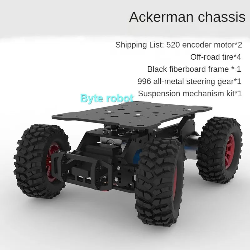 4-8KG Load 4WD Ackerman Robot Car Chassis, Encoder Motor, Front Wheel Servo MG996 Steering, Programmable RC Tank Robot Kit