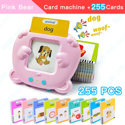 Montessori Education Flash Cards Machine - Early Educational Learning English Electronic Audio Book Toy for Children, Birthday Gift