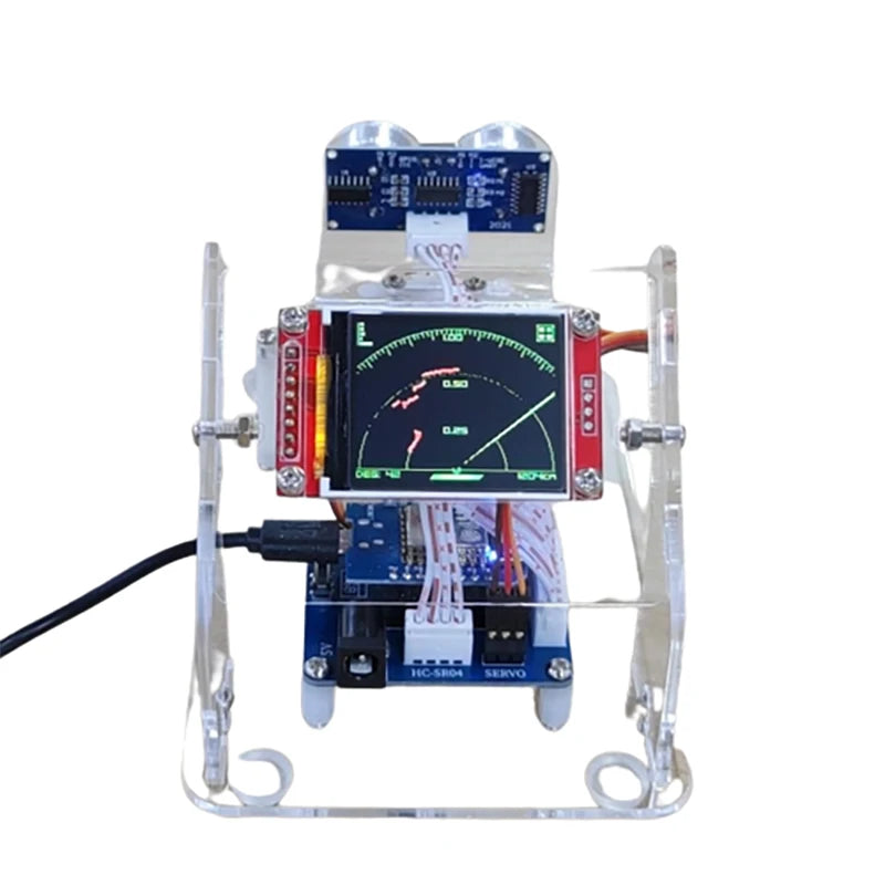 Acrylic Mini Radar Robot with TFT Screen, Ultrasonic Radar for Arduino, ESP8266 Programmable DIY Kit