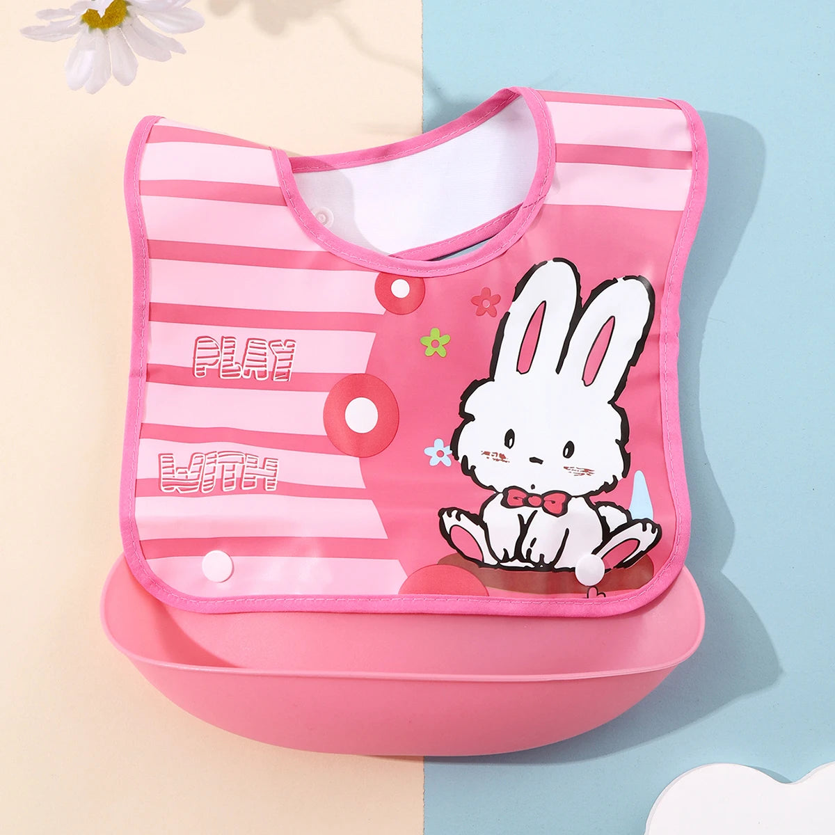 Security Cartoon Print Baby Bibs for Boys & Girls | Waterproof Soft Silicone Kids Burp Cloth with Pocket, Feeding Bib for Children - Kidzy Market
