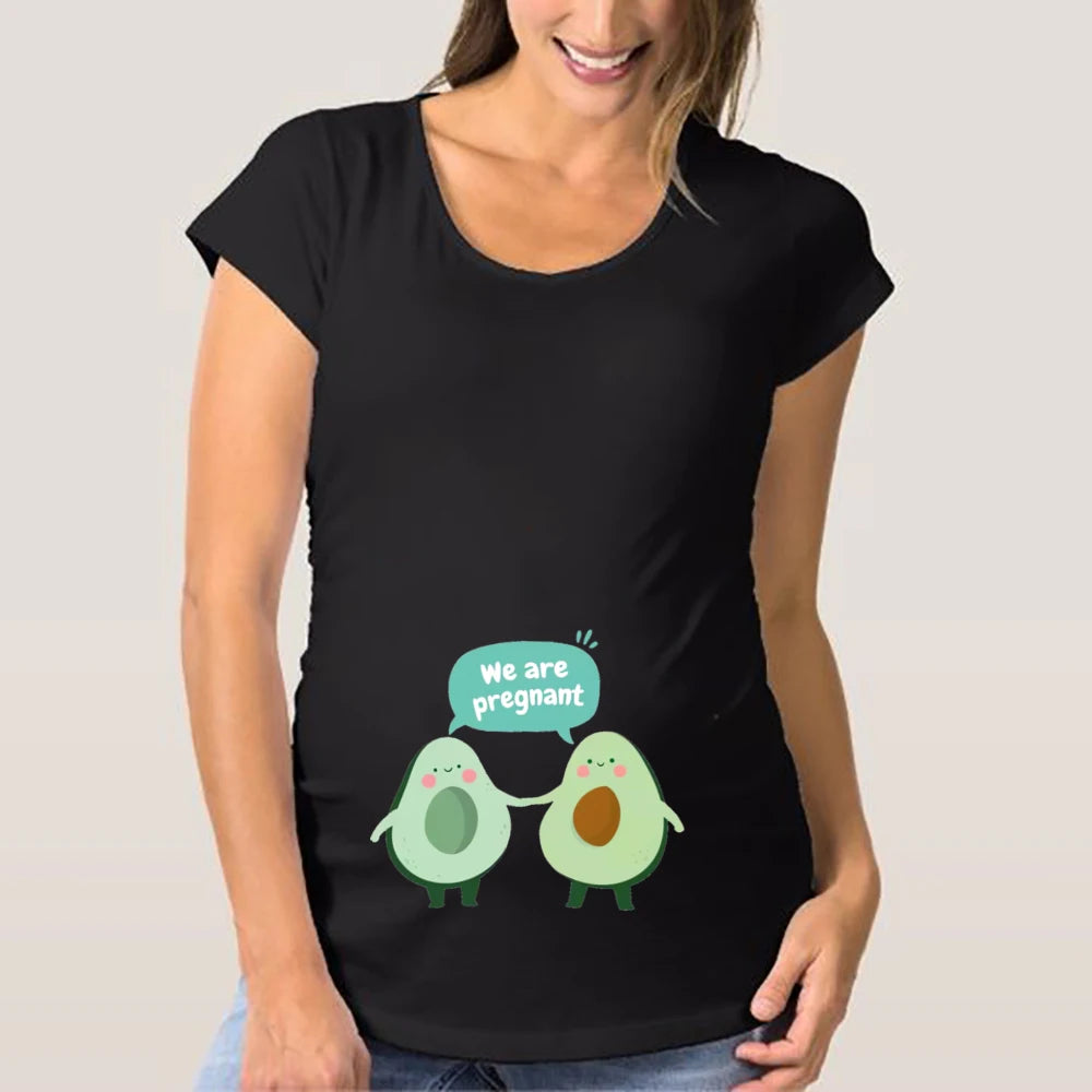 Cute Pattern Print Women's Maternity Shirts 3 Packs Side Ruched Pregnancy Tee Top Tunic Blouse Casual Loose Mama Clothes