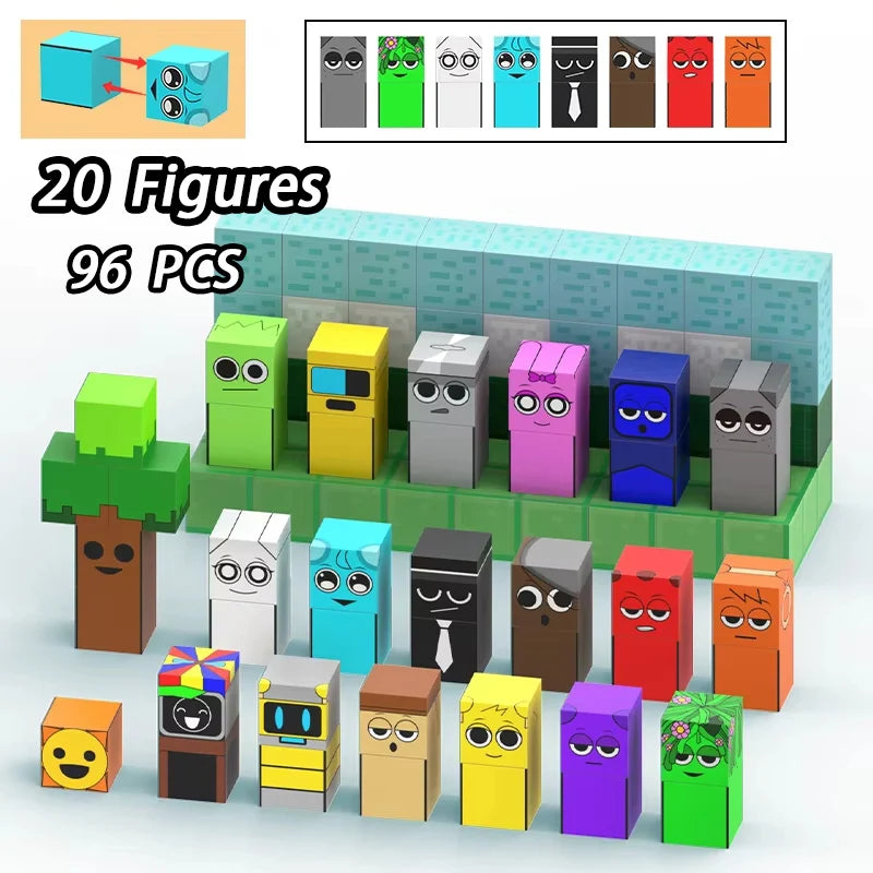 Sprunki Magnetic Building Block Cube Mine World Set for Kids 3+