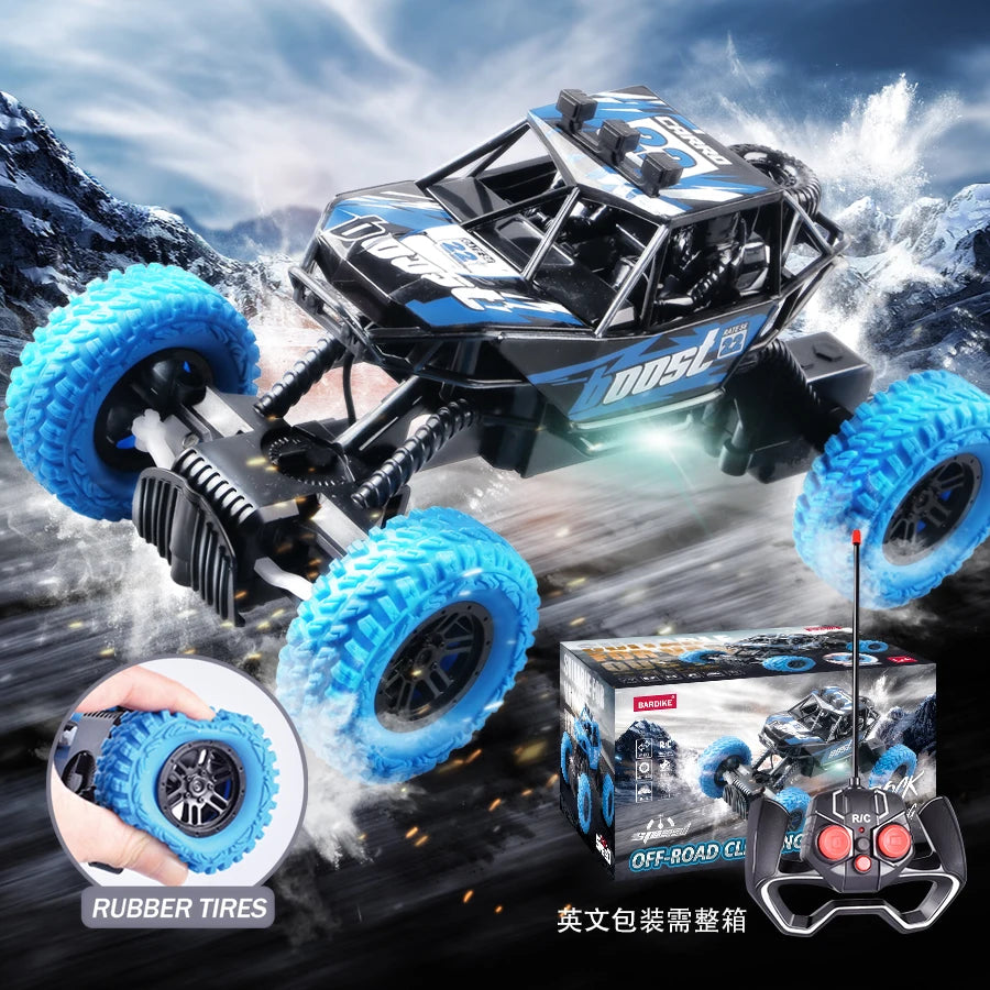 Remote Control Off-Road Car with Colorful Flashing Lights and Rubber Wheels