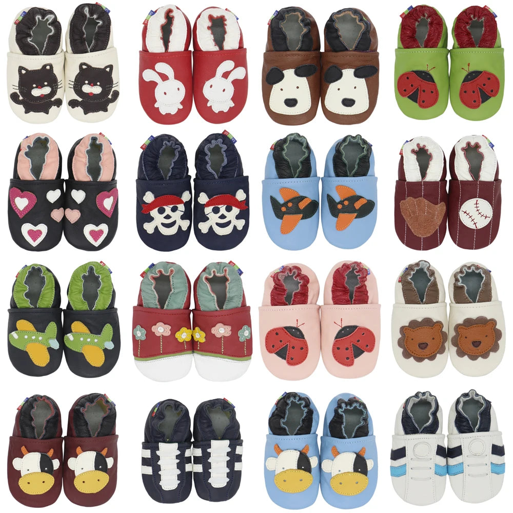 Soft Leather Baby Shoes – First Walkers for Boys & Girls, Skid-Proof Infant Slippers (0-6M to 7-8Y)