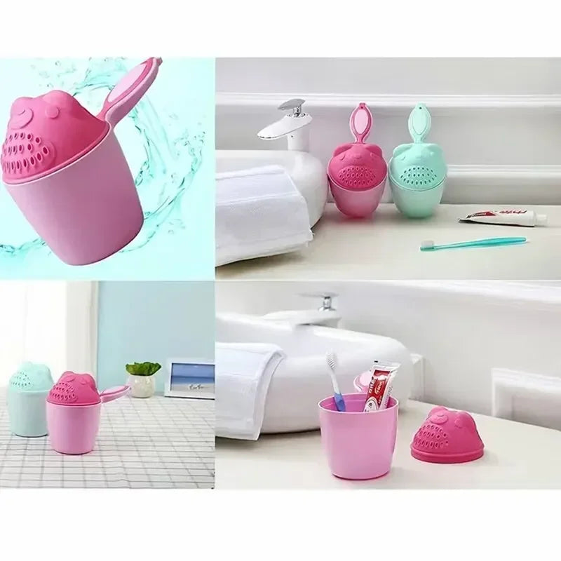 Baby Shower Toddler Shampoo Cup Cute Cartoon Baby Bath Spoons with Protect Kid Eyes Child Washing Hair Cup Kids Bathing Tool