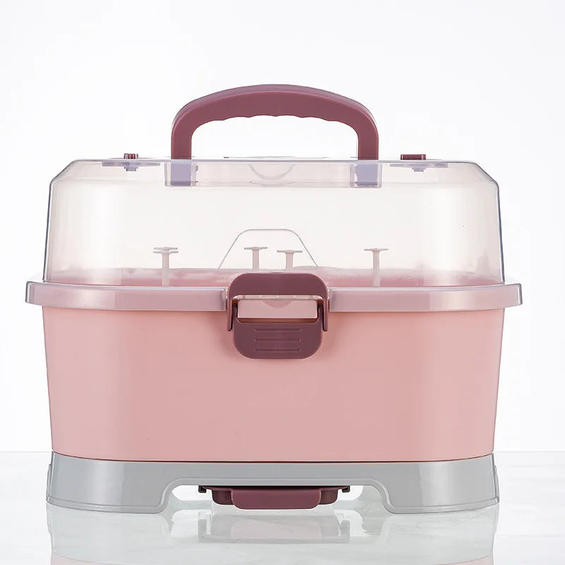Portable Baby Bottle Drying Rack & Storage Case – Nursing Bottle Organizer for Travel & Kitchen