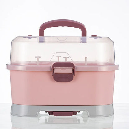 Portable Baby Bottle Drying Rack & Storage Case – Nursing Bottle Organizer for Travel & Kitchen