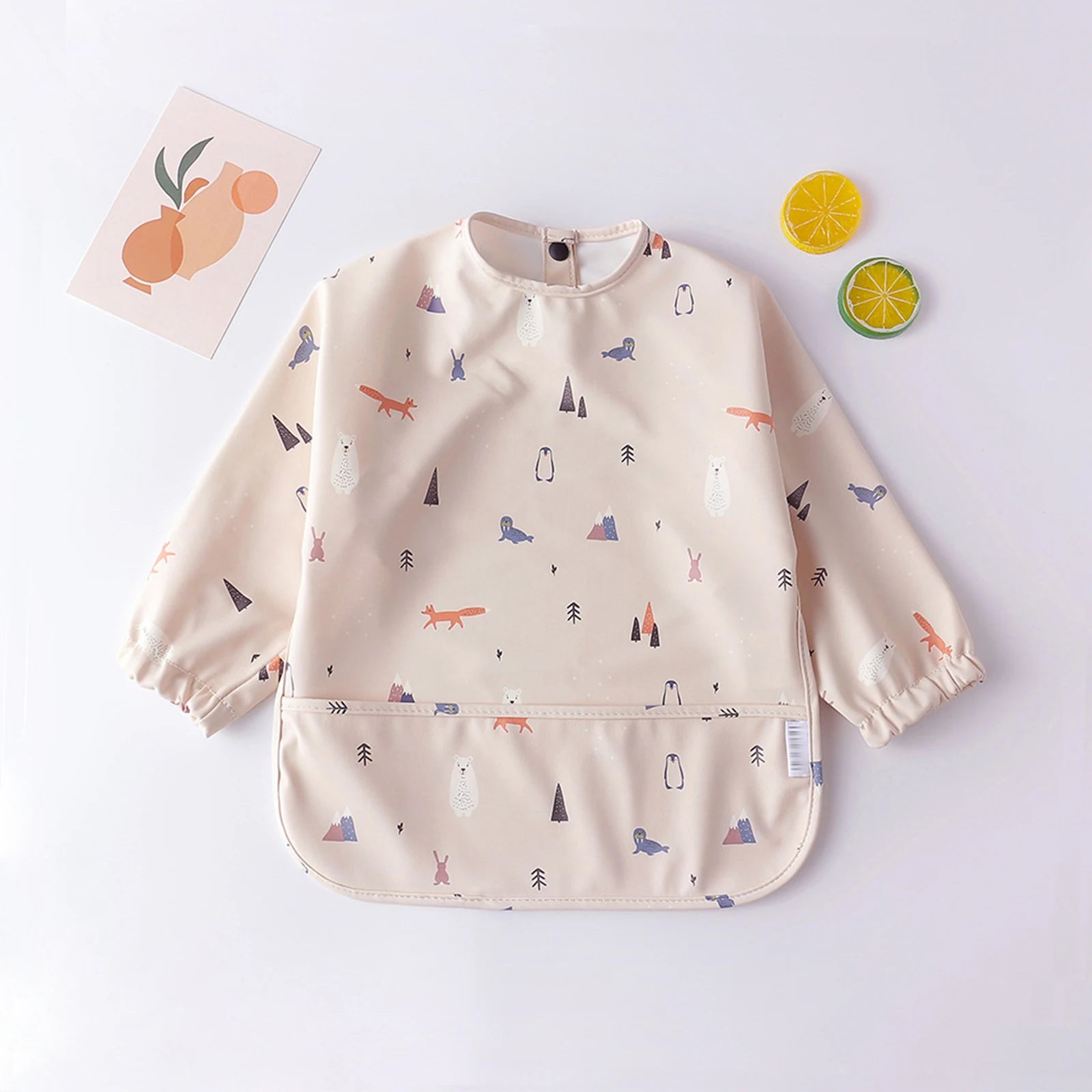 Baby Toddler Long Sleeve Waterproof Art Smock Feeding Bib with Pocket – Scarf Apron, Burp Cloth & Bandana Bib for Boys and Girls - Kidzy Market