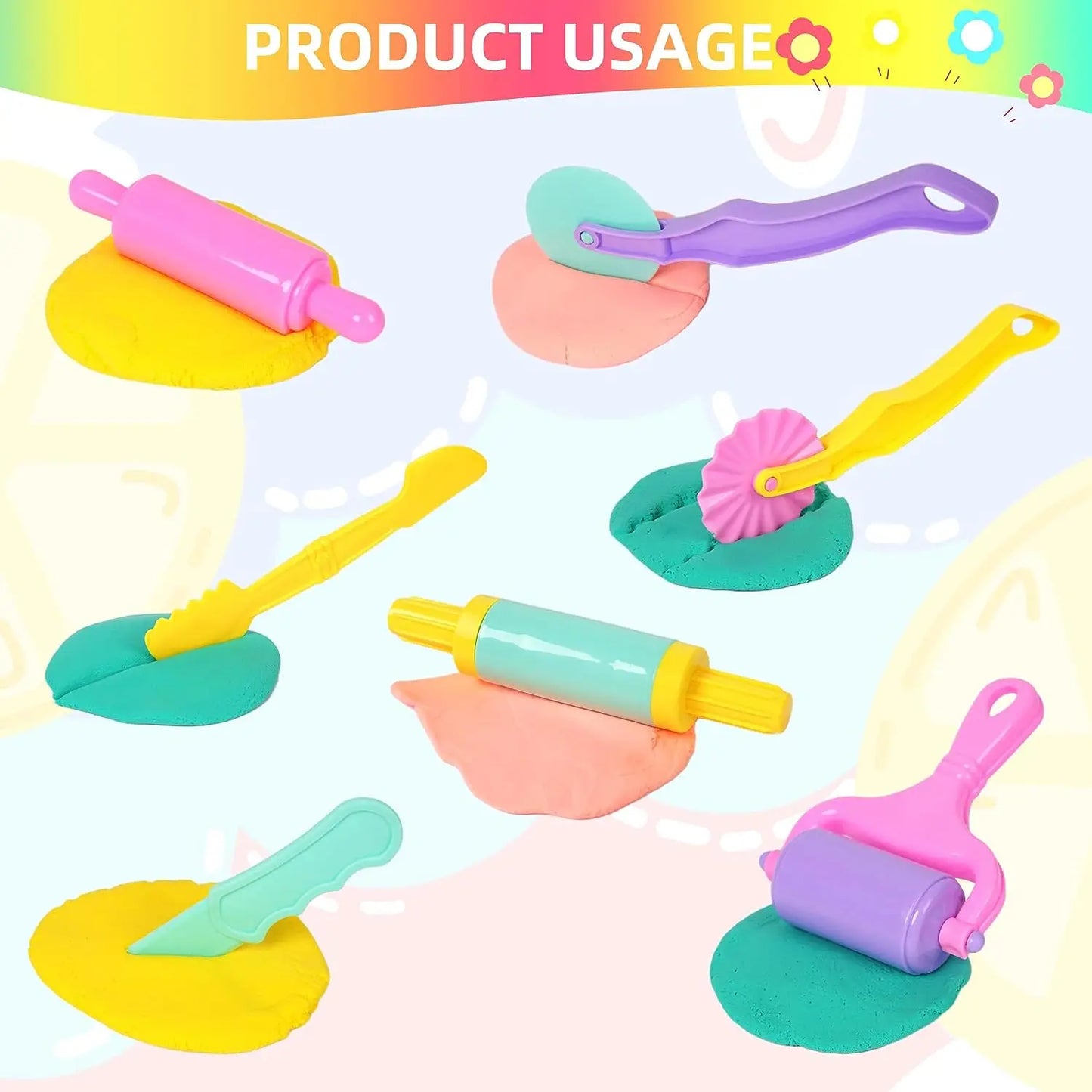 Children's DIY Plasticine Mold Modeling Clay Accessories - Play Dough Tool Kit with Plastic Set, Knife, and Mold, Educational Toys Gift for Kids