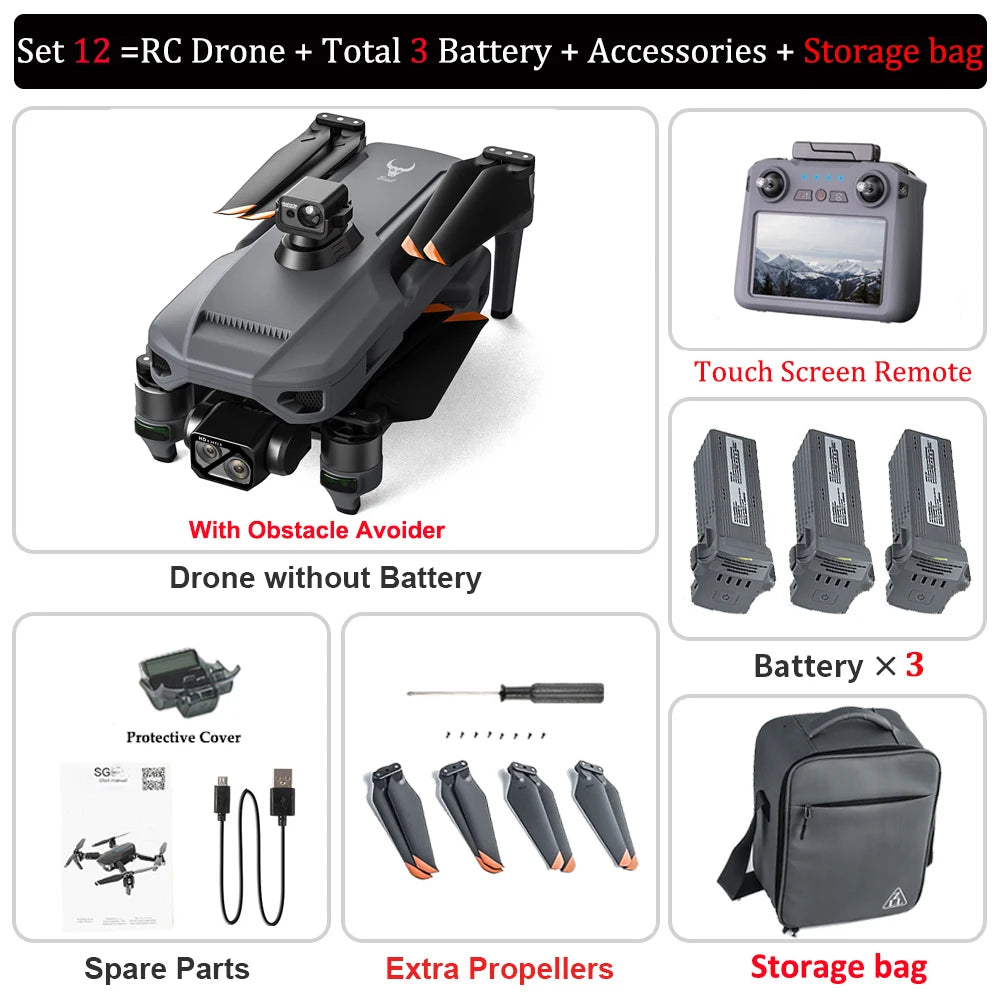 4K Camera RC Drone – ZLL SG909 with 3-Axis Gimbal, WIFI, Obstacle Avoidance, and Touch Screen