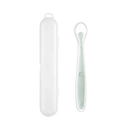 Baby Food Feeding Spoon Set – Stainless Steel Scraping & Soft Silicone Spoon for Infants and Toddlers – Includes Storage Box – BPA Free Baby Utensils for Puree, Soft Foods & Weaning