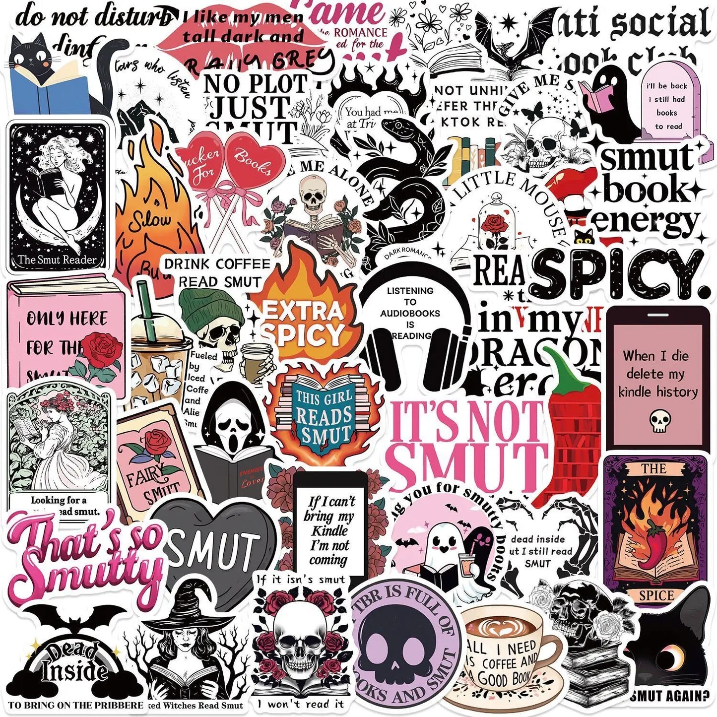 10/50/100pcs Dark Romance Bookish Stickers – Aesthetic Decals for Kindle, iPad, Phones, Laptops, and Diaries