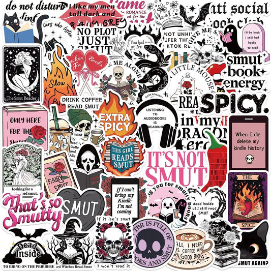 10/50/100pcs Dark Romance Bookish Stickers – Aesthetic Decals for Kindle, iPad, Phones, Laptops, and Diaries