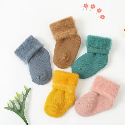 Winter Baby Newborn Warm Plush Socks - Candy Color Calf Floor Socks for Baby Boys & Girls | Autumn Thermal Cotton Socks for Toddlers
