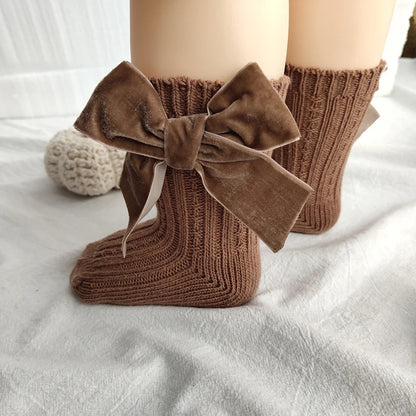 Winter Baby Socks Boy Girl Newborn Autumn Big Bow Cotton Mid-Tube Warm Socks Toddler Infant Accessories