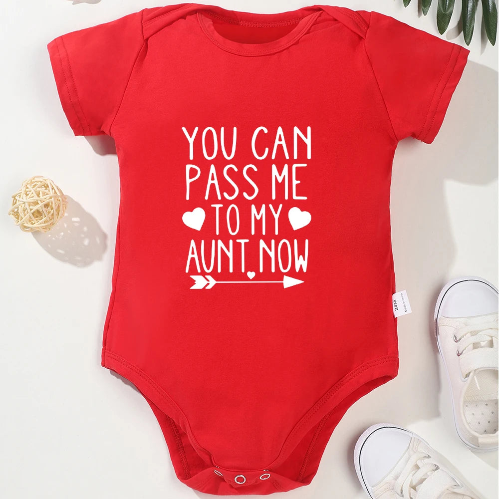 “You Can Pass Me to My Aunt Now” – Fun Baby Onesie, American Style Harajuku Cotton Romper for Newborn Boys, Cozy & Breathable