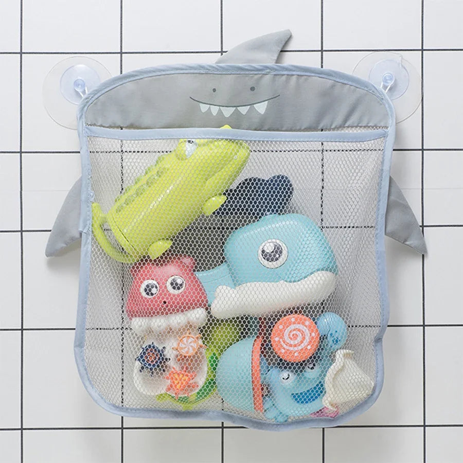 Dinosaur Animal Baby Bath Toy Organizer with Suction Cup Mesh Storage Bag for Kids