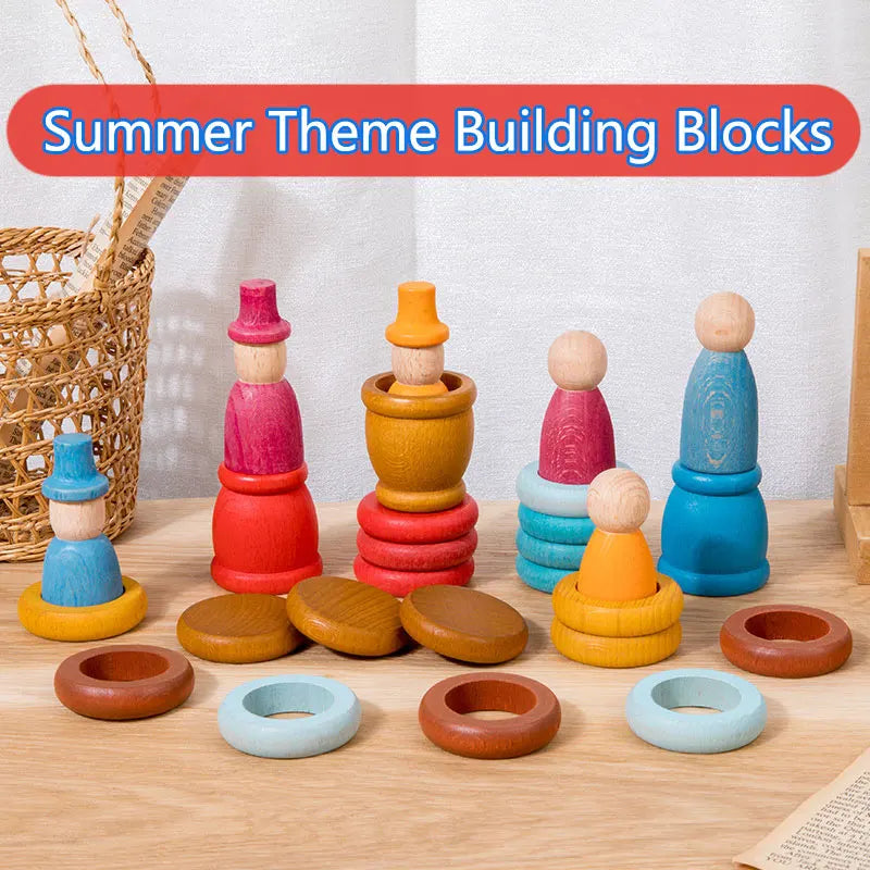Montessori Rainbow Building Blocks Beech Wood Four Seasons Toy