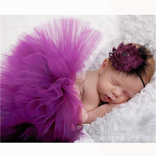 Baby Tutu Skirt Newborn Photography Prop – Cute Princess Infant Outfit with Flower Headband Accessories for Baby Girls Dress